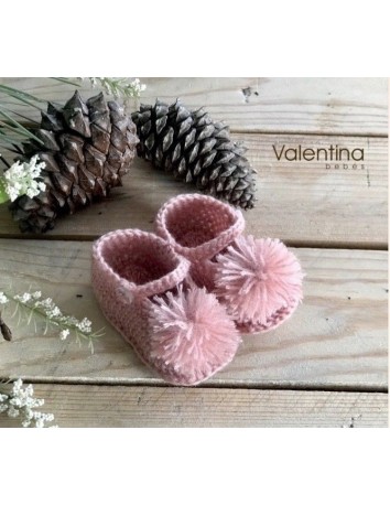 Valentina Bebés Patuco pompón Rosa Empolvado