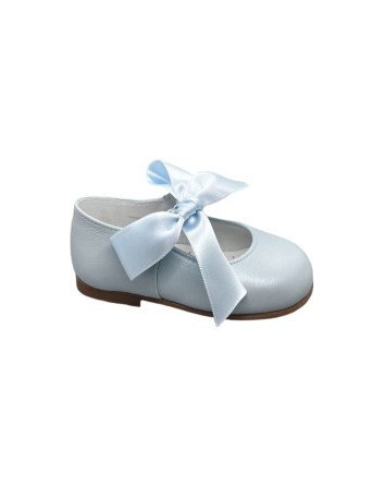 Guxs Mercedes niña Hebilla Lazo Piel color Soft Blue