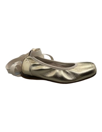 Guxs Zapato Niña Ballet Piel Galaxy Dorado punta  cuadrada