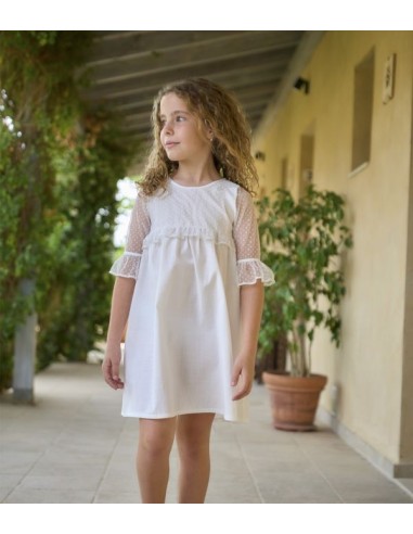 Rapife Camisón tul flores crudo niña