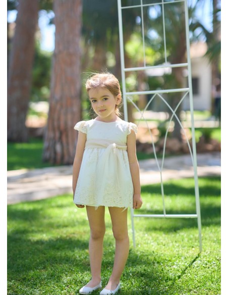 La ormiga Jesusito de niña pequeña Tul Bordado Biege