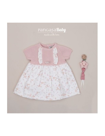 Pangasa vestido bebé colección Rabbit color rosa empolvado 2