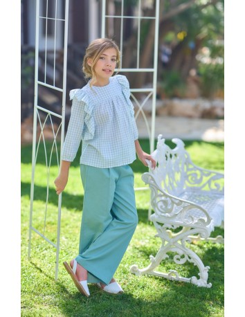 La ormiga Pantalón palazo verde agua