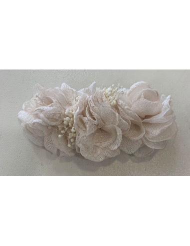 Pinza Pico Pato 3 flores beige