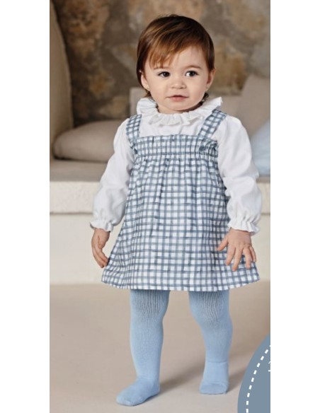 Juliana Bebés colección Blanco y Azul Pichi con camisa Cuadros