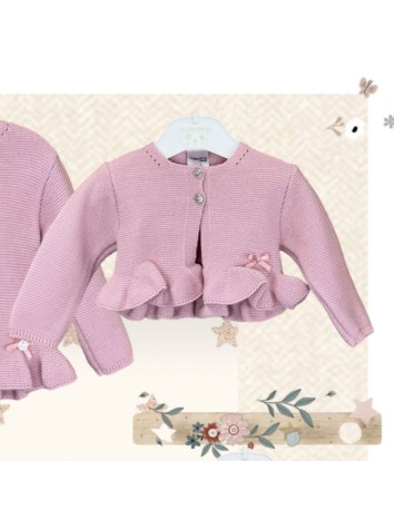 Valentina Bebes Chaqueta ondas Bolero Rosa empolvado
