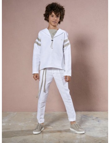 Hortensia Maeso Pantalón Pinzas Blanco comunión niño 2024