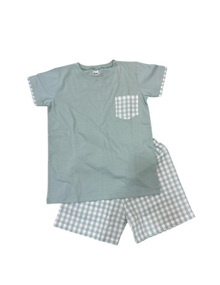 Rapife Pijama Camiseta y Bermuda Verde Agua.