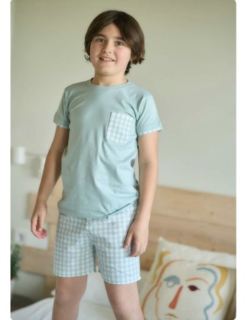Rapife Pijama Camiseta y Bermuda Verde Agua.