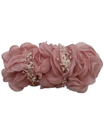 Pinza Pico Pato 3 flores Rosa Empolvado