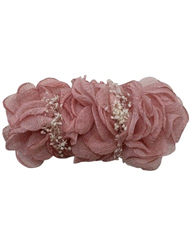 Pinza Pico Pato 3 flores Rosa Empolvado