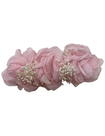 Pinza Pico Pato 3 flores Rosa Bebé