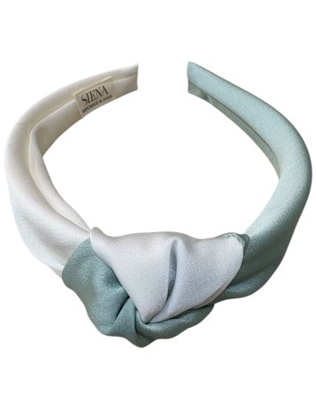 Siena Diadema anudada de seda en Verde Mar y Beige