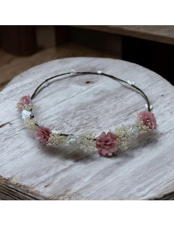 Corona de Flores Blanca y Rosa