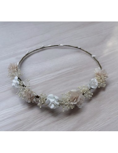 Corona de Flores Blanca y Beige
