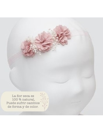 Siena Turbante Bebé 3 flores minis con gyps Verde mar 2