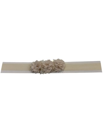 Siena Turbante Bebé 3 flores minis con gyps Beige