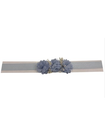 Siena Turbante Bebé 3 flores minis con gyps Celeste