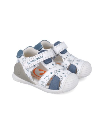 Biomecanics Sandalia estampada color  Blanco e Indigo