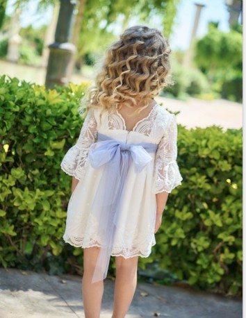 La ormiga Vestido tul bordado Blanco espalda pico 2