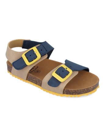 Garvalín Sandalia bio básica beige y azul marino