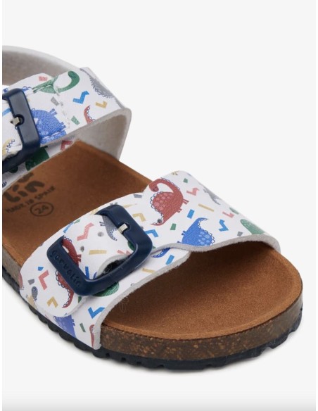 Garvalín Sandalia bio estampada dinosaurios color Blanco