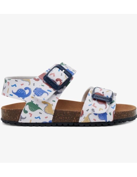 Garvalín Sandalia bio estampada dinosaurios color Blanco