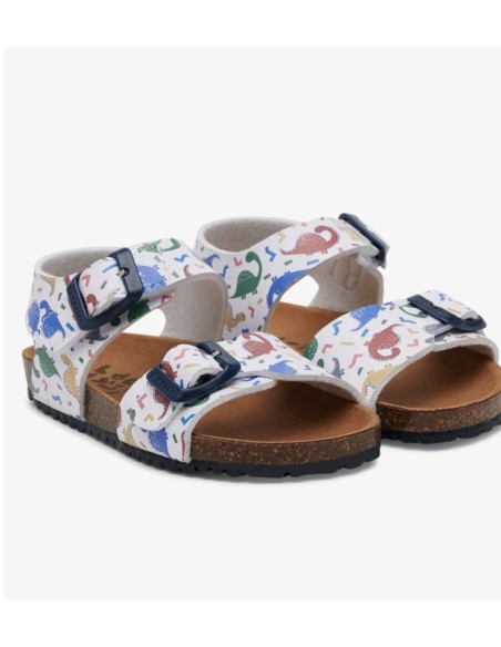 Garvalín Sandalia bio estampada dinosaurios color Blanco
