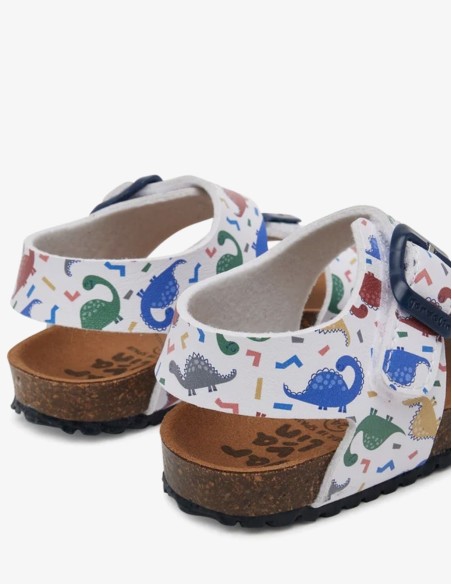 Garvalín Sandalia bio estampada dinosaurios color Blanco