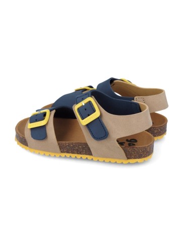 Garvalín Sandalia bio básica beige y azul marino 2