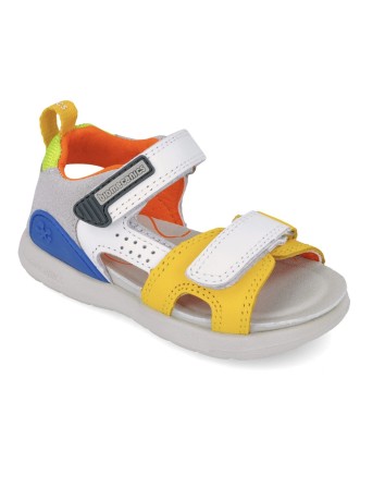 Biomecanics Sandalias Urban piel Napa Blanco y Amarillo