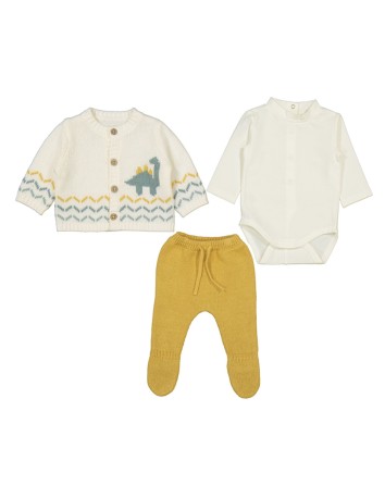 Mayoral Conjunto pantalón 3 piezas tricot color Manzanilla