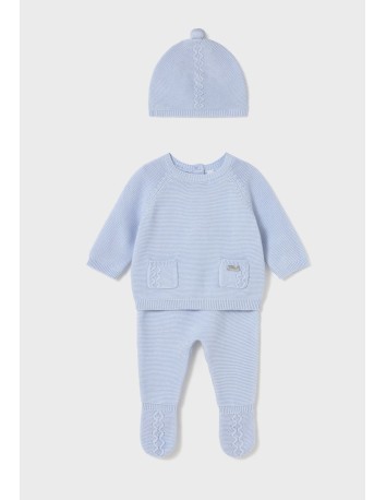 Mayoral Conjunto polaina y gorro tricot color Cielo