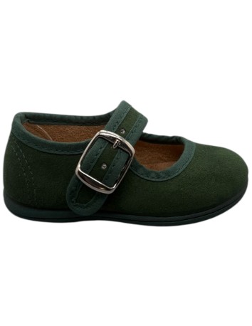 Merceditas piel Suede color Verde Botella