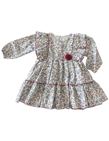 Juliana Bebés colección Flores Vestido dos volantes