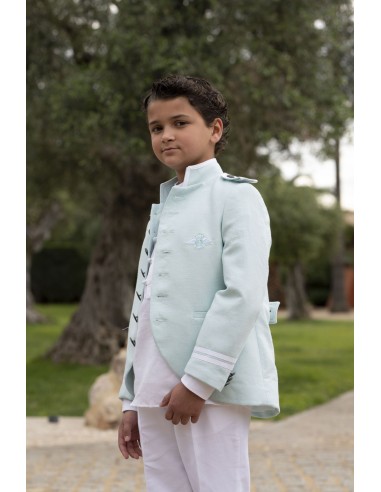 Varones Traje Almirante Mao 3 Piezas Verde/Blanco