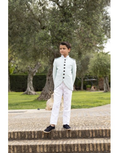 Varones Traje Almirante Mao 3 Piezas Verde/Blanco