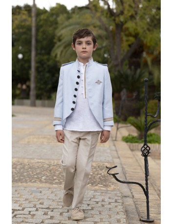 Varones Traje Almirante Mao 3 Piezas Celeste/Arena