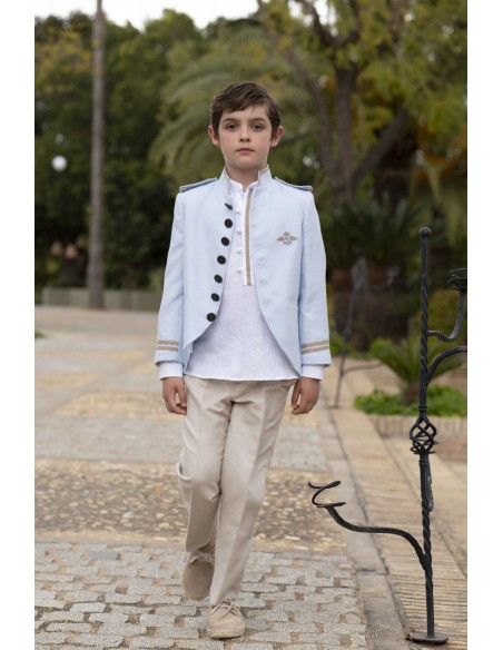 Varones Traje Almirante Mao 3 Piezas Celeste/Arena