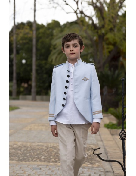 Varones Traje Almirante Mao 3 Piezas Celeste/Arena