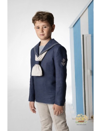 Amalio Rubio Traje Comunión Marinero-Rayas Beige