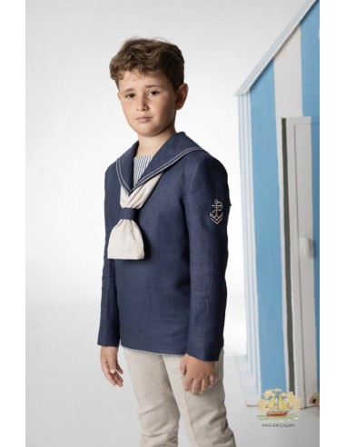 Amalio Rubio Traje Comunión Marinero-Rayas Beige