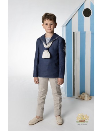Amalio Rubio Traje Comunión Marinero-Rayas Beige 2