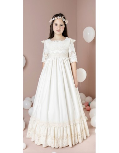 Lilus Vestido Beige Lazo Lino