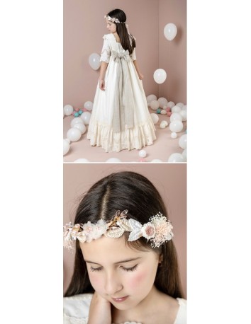 Lilus Vestido Beige Lazo Lino 2