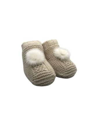 Juliana Bebés Bota Pompón Beige