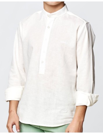 Spagnolo Camisa polera Lino Blanco 2
