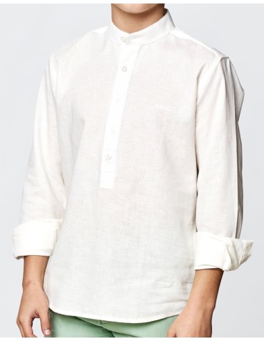 Spagnolo Camisa polera Lino Blanco