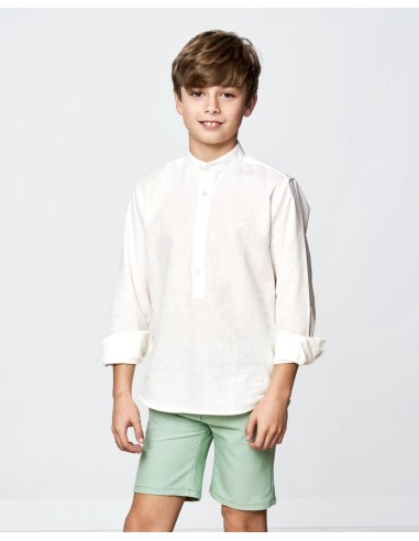 Spagnolo Camisa polera Lino Blanco