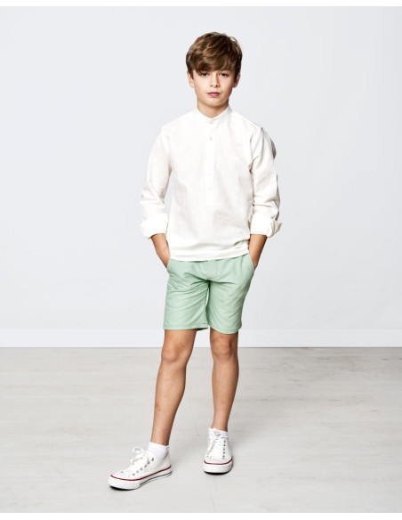 Spagnolo Camisa polera Lino Blanco
